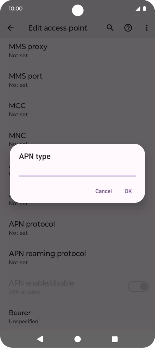 Key in default and press OK.