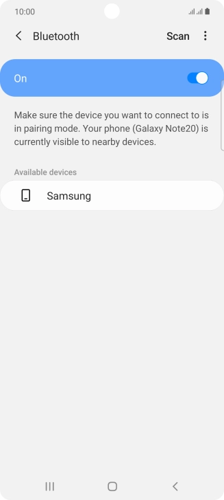 Press the required Bluetooth device and follow the instructions on the screen to pair the device with your phone.