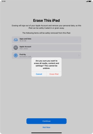 Press Erase iPad.