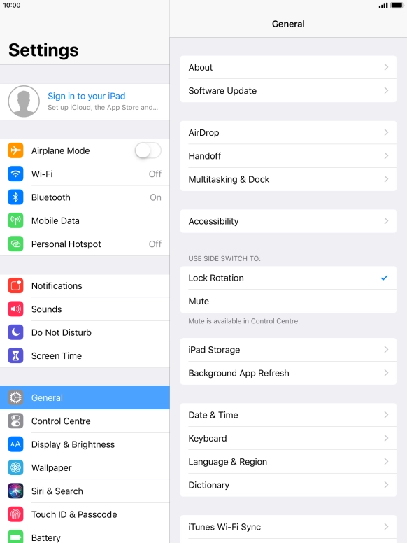 Press Sign in to your iPad. Press Sign in to your iPad.