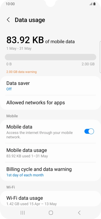 The total data usage is displayed.
