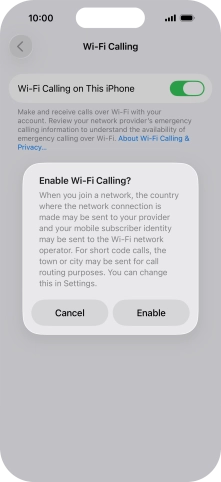 If you turn on the function, press Enable.