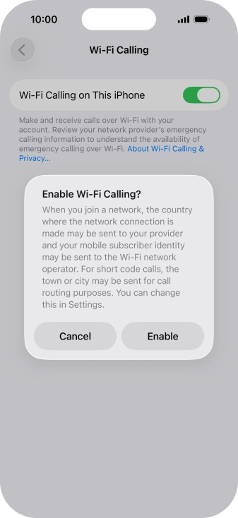 If you turn on the function, press Enable.