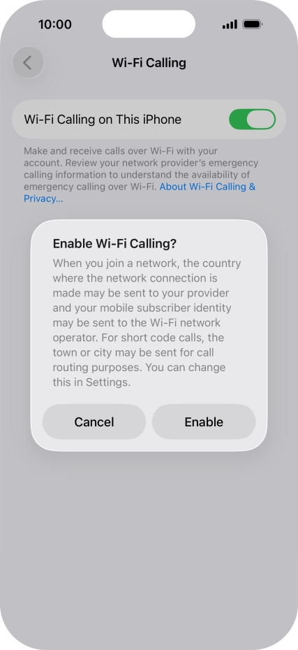 If you turn on the function, press Enable.