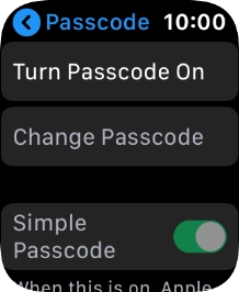 Press Turn Passcode On and key in a lock code of your own choice twice.