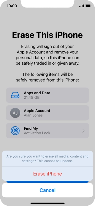 Press Erase iPhone.