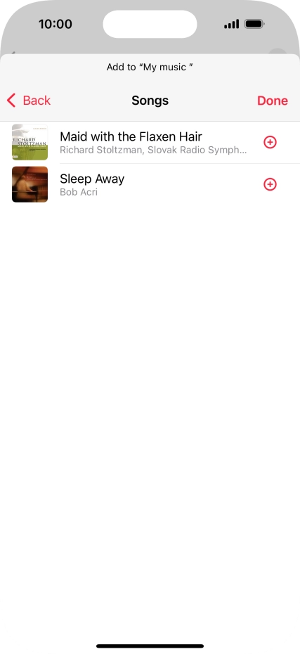 Go to the required category and press the add icon next to the required audio file.