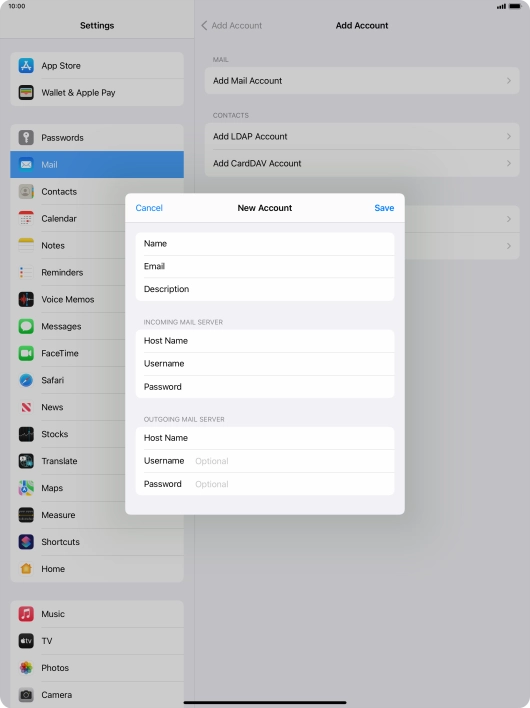 Press Username and key in the username for your email account. Please note that if you're using Vodafone's outgoing server, leave the username field empty.
