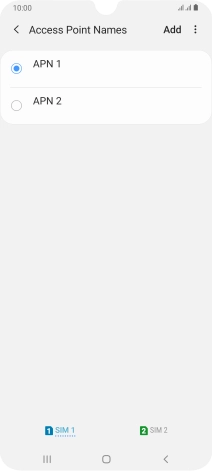 Press the field next to the data connection to activate it.