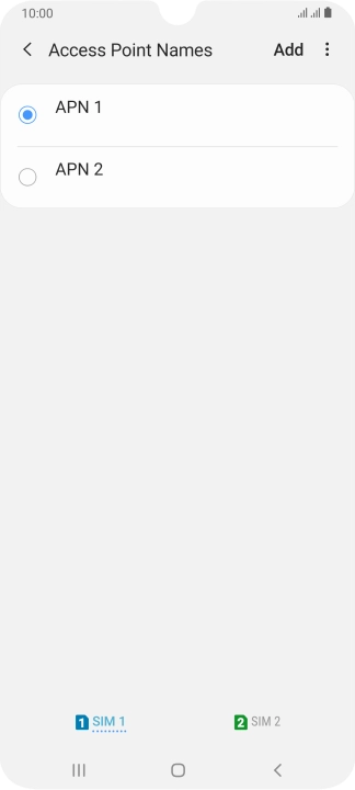 Press the field next to the data connection to activate it.