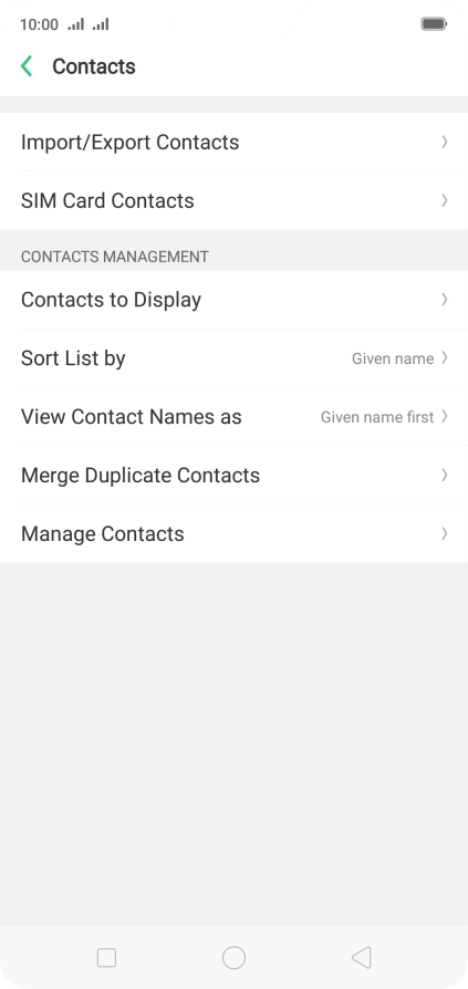 Press SIM Card Contacts.