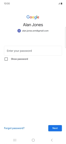 Press Enter your password and key in the password for your Google account.