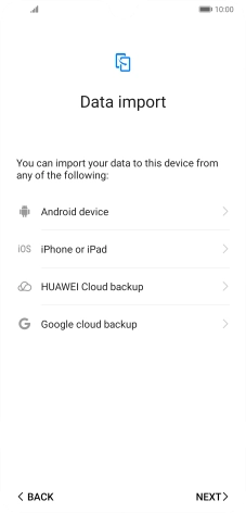 You can transfer the contents of another phone to your phone when it's activated for the first time and after a factory reset. When this screen is displayed, your phone is ready to transfer contents from another phone.