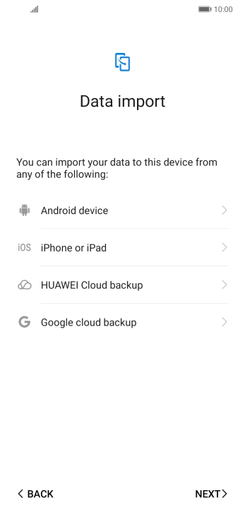 You can transfer the contents of another phone to your phone when it's activated for the first time and after a factory reset. When this screen is displayed, your phone is ready to transfer contents from another phone.