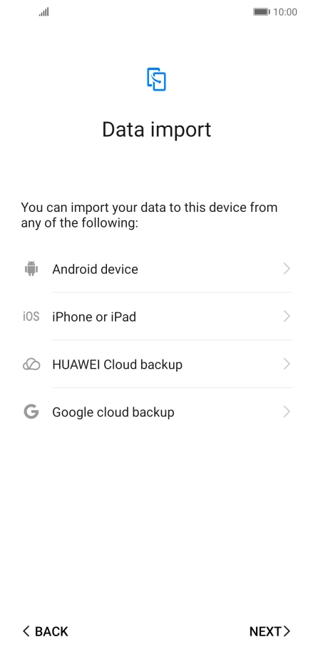 You can transfer the contents of another phone to your phone when it's activated for the first time and after a factory reset. When this screen is displayed, your phone is ready to transfer contents from another phone.