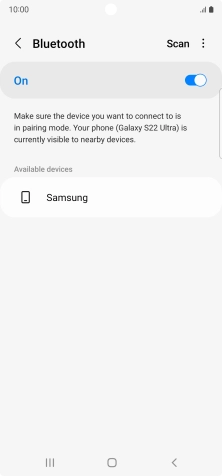 Press the required Bluetooth device and follow the instructions on the screen to pair the device with your phone.