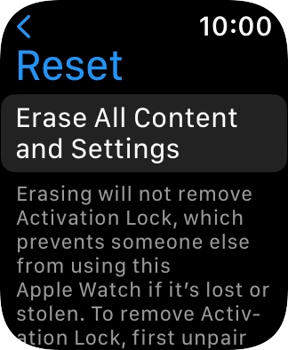 Press Erase All Content and Settings.