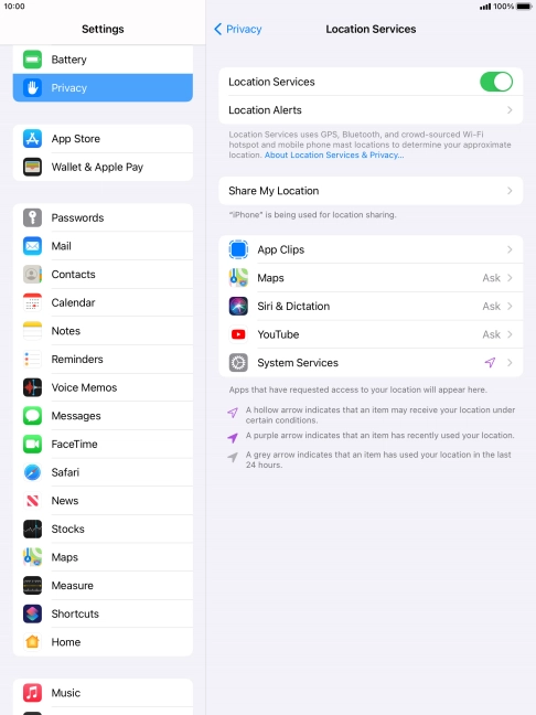 Press the required application. Press the required application.