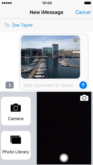 Press the send icon when you've finished your iMessage.