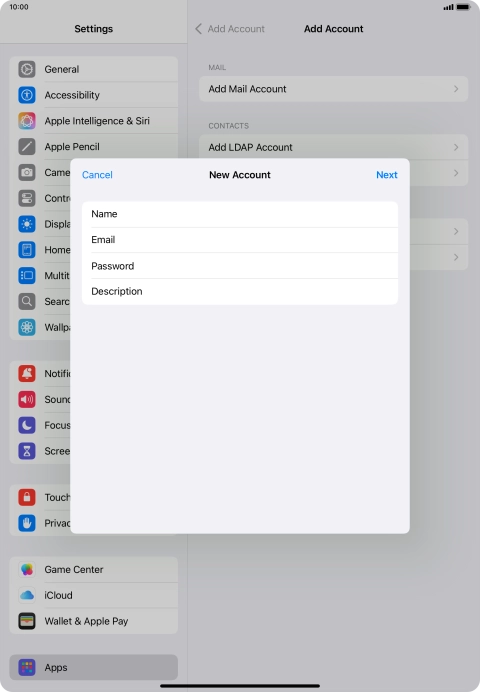 Press Description and key in the required name.