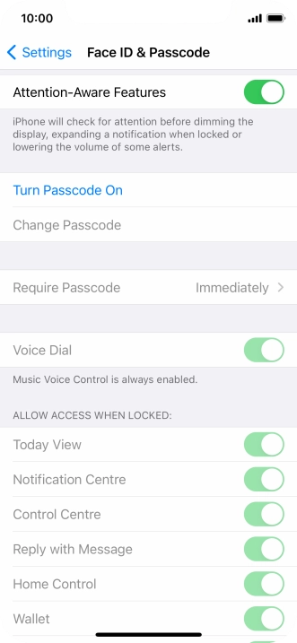 Press Turn Passcode On and key in a phone lock code of your own choice twice.