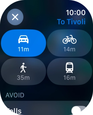 Press the required transport type.