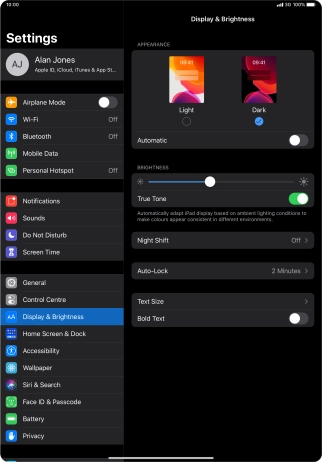 Press the indicator next to 