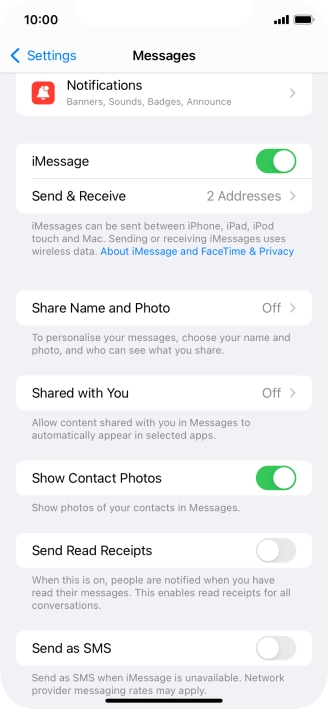 Press the indicator next to 