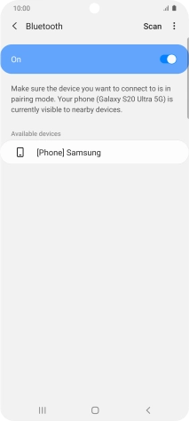 Press the required Bluetooth device and follow the instructions on the screen to pair the device with your phone.