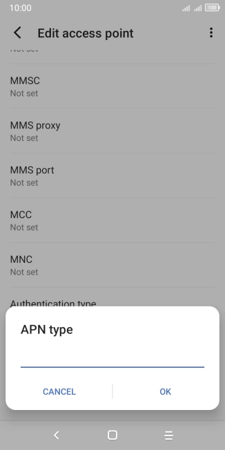 Key in default and press OK.