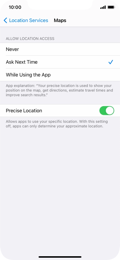 Press the required setting to turn the function on or off.