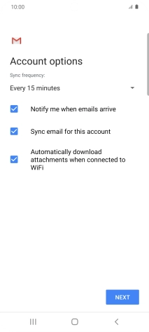 If this screen is displayed, you email account has been recognised and set up automatically. Follow the instructions on the screen to key in more information and finish setting up your phone.