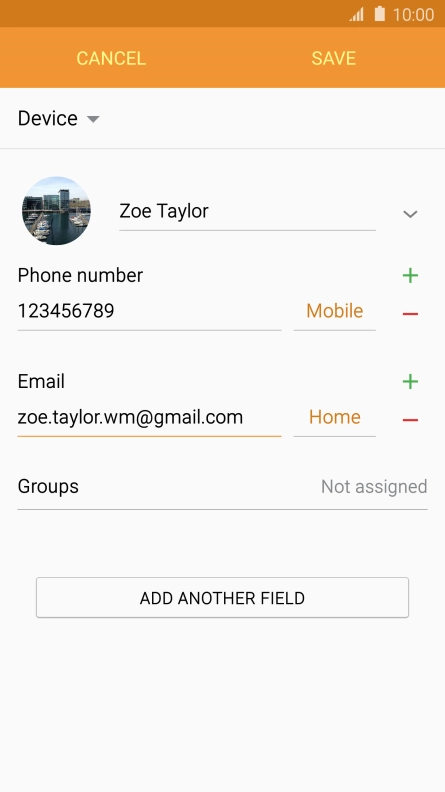 Press the field next to the email address.