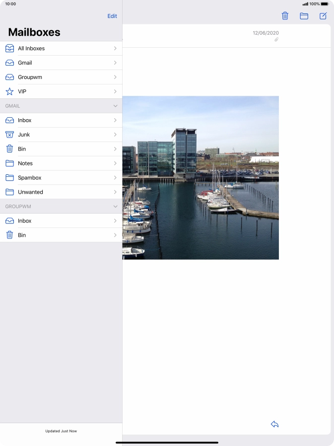 Press the required email account.