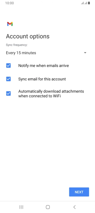 If this screen is displayed, you email account has been recognised and set up automatically. Follow the instructions on the screen to key in more information and finish setting up your phone.