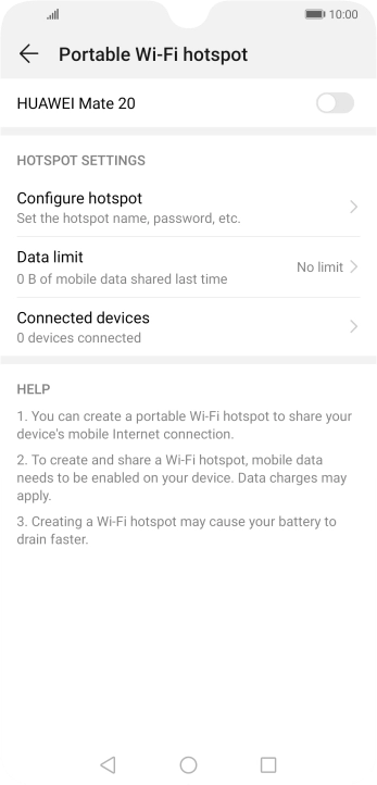 Press Configure hotspot.