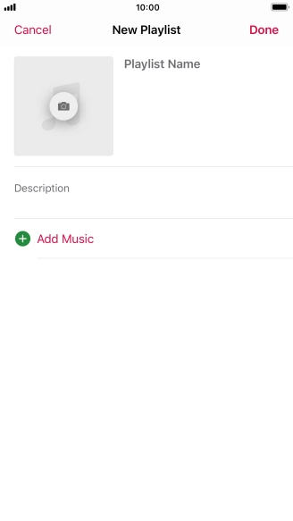 Press the text input field and key in a name for the playlist.