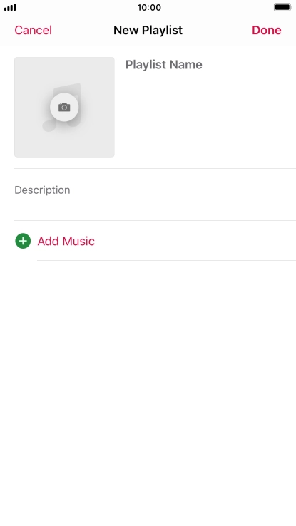 Press the text input field and key in a name for the playlist.