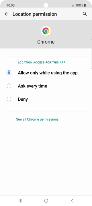 Press the required setting.