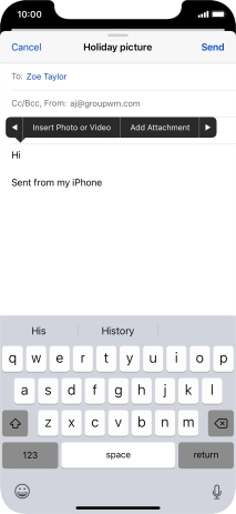 Press Insert Photo or Video and follow the instructions on the screen to attach a picture or a video clip.