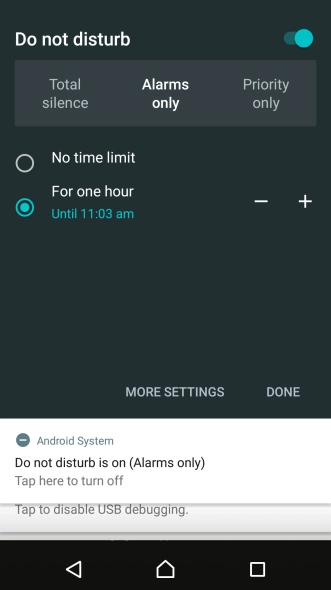 Press DONE to turn on silent mode.
