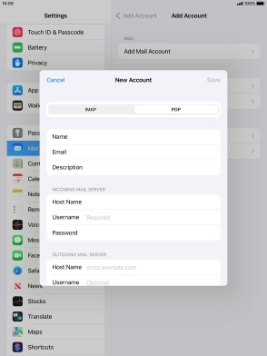 Press Username and key in the username for your email account. Press Username and key in the username for your email account.