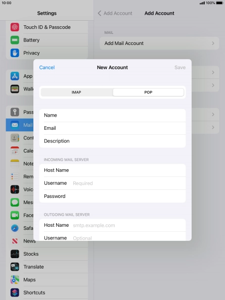Press Username and key in the username for your email account. Press Username and key in the username for your email account.