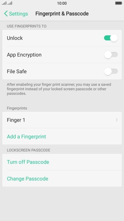 Press Turn off Passcode.