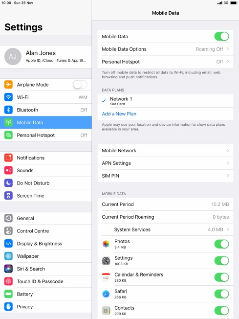 The total data usage is displayed next to Current Period.