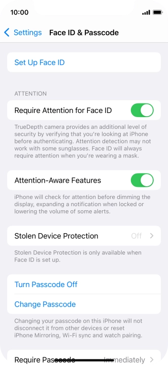 Press Turn Passcode Off and key in the phone lock code.