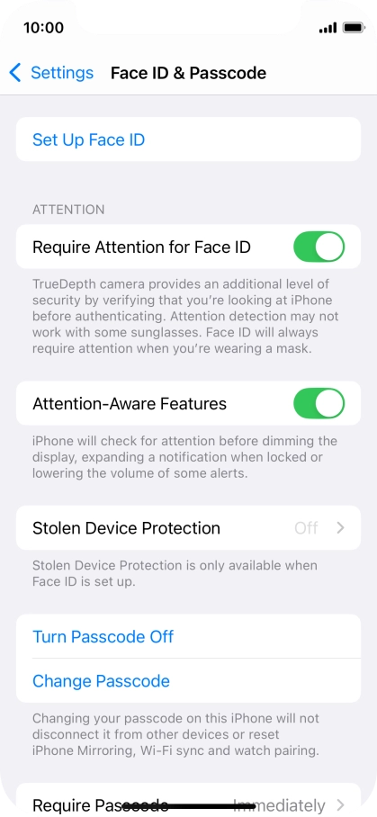 Press Turn Passcode Off and key in the phone lock code.