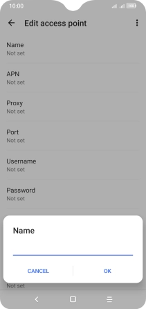 Key in Vodafone Internet and press OK.