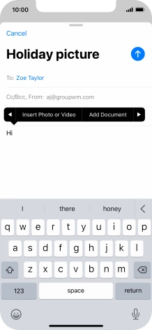 Press Insert Photo or Video and follow the instructions on the screen to attach a picture or a video clip.