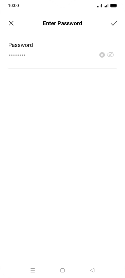 Key in the password for the Wi-Fi network and press the confirm icon.